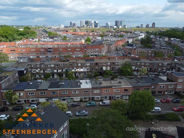 Luchtfoto van daken in woonwijk Steenbergen Luchtfoto van daken in woonwijk Steenbergen